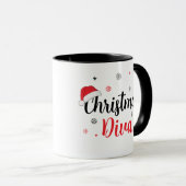 Kerst Diva Kerstmannetje Hoed Modern Schrift Mok (Voorkant rechts)