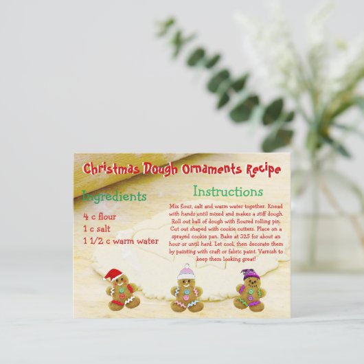 Kerst DIY Deeg Ornament Recept Briefkaart (Staand voorkant)
