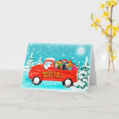 Kerst Doberman Hond geschenken levering vrachtwage Kaart (Gele Bloem)