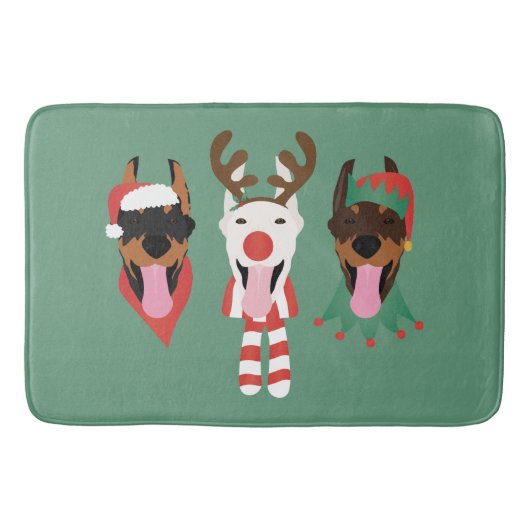 Kerst Dobermann Honden Badmat (Voorkant)