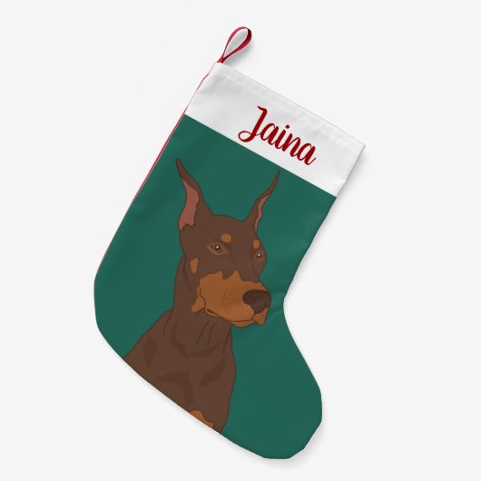 Kerst Dobermann Pinscher Kleine Kerstsok (Voorkant (Hangend))