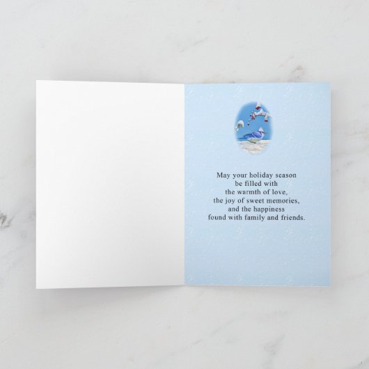 Kerst, dochter en schoonzoon, Blauwe Vogel en Feestdagen Kaart (Binnen)