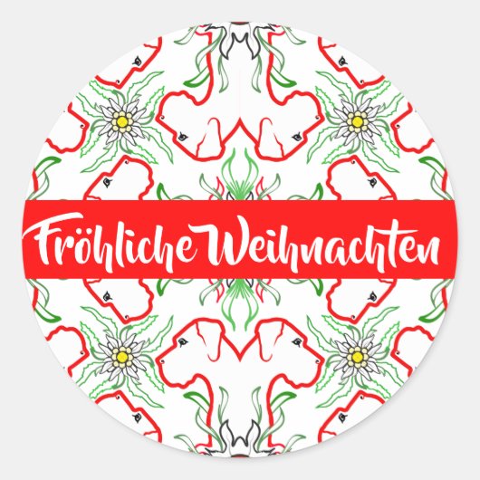 Kerst Dog Argenta Ronde Sticker (Voorkant)