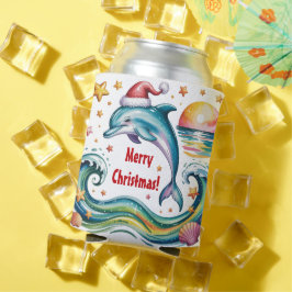 Kerst Dolfijn in Tropisch Paradijs Custom Blikjeskoeler