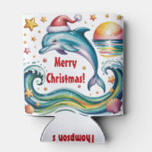 Kerst Dolfijn in Tropisch Paradijs Custom Blikjeskoeler (Achterkant)
