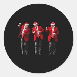 Kerst Donald Trump President 2024 Dancing Funn Ronde Sticker