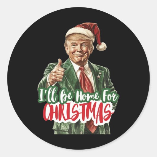 Kerst Donald Trump President 2024 Dancing Funn Ronde Sticker (Voorkant)