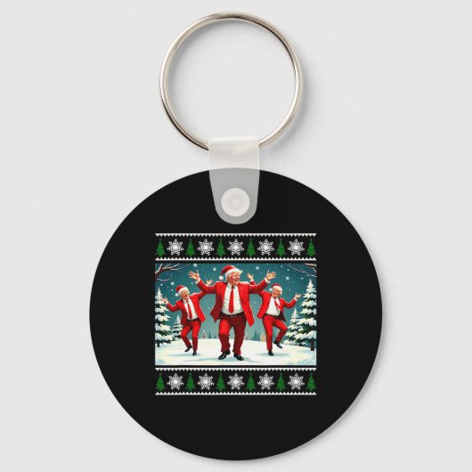 Kerst Donald Trump President 2024 Dancing Funn Sleutelhanger (Voorkant)