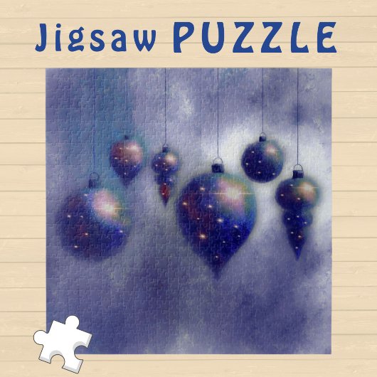Kerst donker Blauw hangende Baubles Schilderij - Legpuzzel