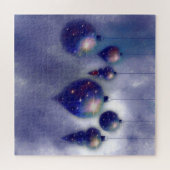 Kerst donker Blauw hangende Baubles Schilderij - Legpuzzel (Horizontaal)