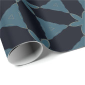 Kerst donkerblauw en goud geometrische bloem cadeaupapier (Rol Hoek)