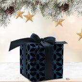 Kerst donkerblauw en goud geometrische bloem cadeaupapier