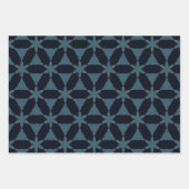 Kerst donkerblauw en goud geometrische bloem inpakpapier vel (Voorkant 2)