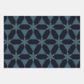 Kerst donkerblauw en goud geometrische bloem inpakpapier vel (Voorkant)