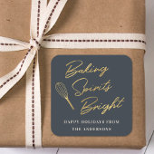 Kerst Donkerblauw en Goud Vakantie Bakken Gift Vierkante Sticker