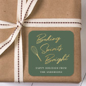 Kerst Donkergroen en Goud Vakantie Bakken Gift Vierkante Sticker
