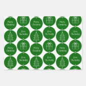 Kerst donkergroene cirkels aangepaste naam inpakpapier vel (Voorkant 3)