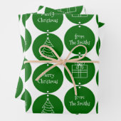 Kerst donkergroene cirkels aangepaste naam inpakpapier vel (In situ)