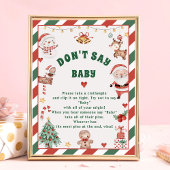 Kerst "Don't Say Baby" Baby shower Game Kaarten Poster
