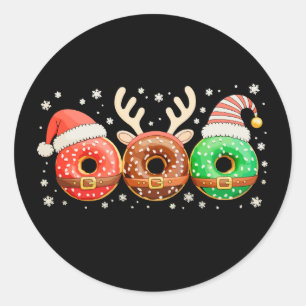Kerst Donuts Kerstman Rendier Xmas Donut Ronde Sticker