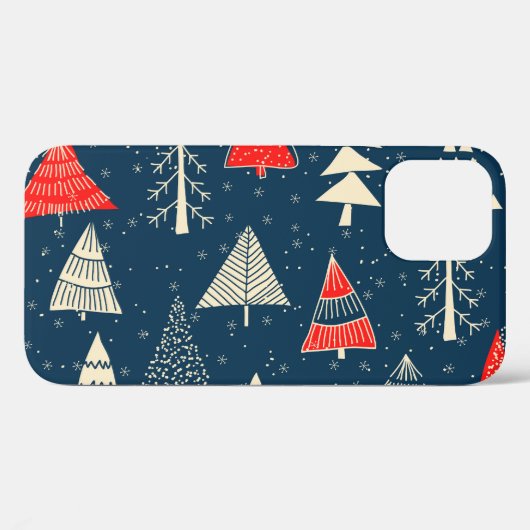 Kerst doodle bomen, naadloos winterpatroon. Case-Mate iPhone case (Achterkant (horizontaal))