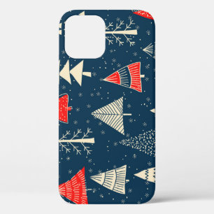 Kerst doodle bomen, naadloos winterpatroon. Case-Mate iPhone case