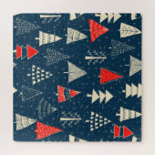 Kerst doodle bomen, naadloos winterpatroon. legpuzzel (Horizontaal)
