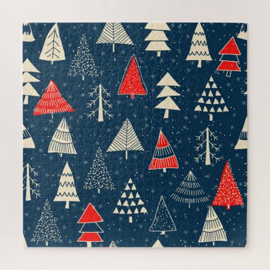 Kerst doodle bomen, naadloos winterpatroon. legpuzzel (Verticaal)