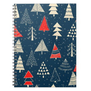 Kerst doodle bomen, naadloos winterpatroon. notitieboek