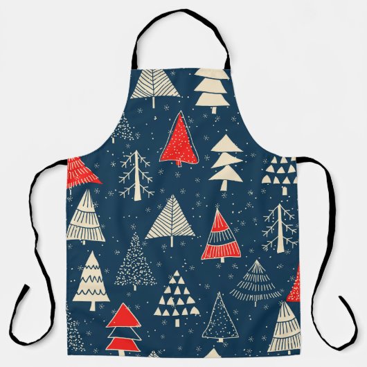Kerst doodle bomen, naadloos winterpatroon. schort (Voorkant)