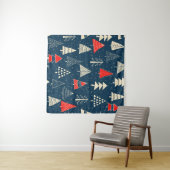 Kerst doodle bomen, naadloos winterpatroon. wandkleed (In Situ (horizontaal))