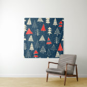 Kerst doodle bomen, naadloos winterpatroon. wandkleed (In situ)