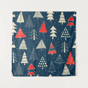 Kerst doodle bomen, naadloos winterpatroon. wandkleed
