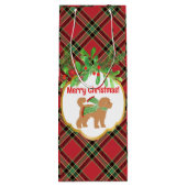 Kerst Doodle Dog Red Plaid Gepersonaliseerd Wijn Cadeautas (Achterkant)