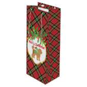 Kerst Doodle Dog Red Plaid Gepersonaliseerd Wijn Cadeautas (Voorkant Gekanteld)