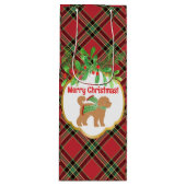 Kerst Doodle Dog Red Plaid Gepersonaliseerd Wijn Cadeautas (Voorkant)