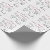 Kerst Doodle Elves aangepaste naam Cadeaupapier (Hoek)