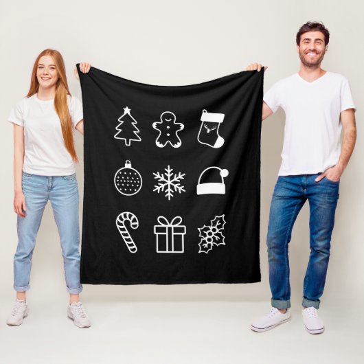 Kerst Doodle Gingerbread Tree Snoep Xmas Fleece Deken (In situ)