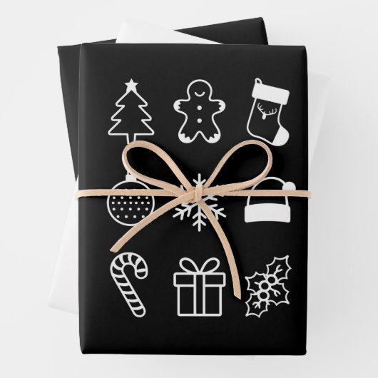 Kerst Doodle Gingerbread Tree Snoep Xmas Inpakpapier Vel (In situ)