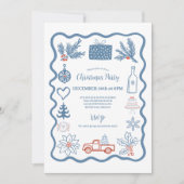 Kerst Doodle Line Art Holiday Kaart (Voorkant)