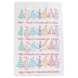 Kerst Doodle Modern Minimaal Pret Feestelijk Medium Cadeauzakje