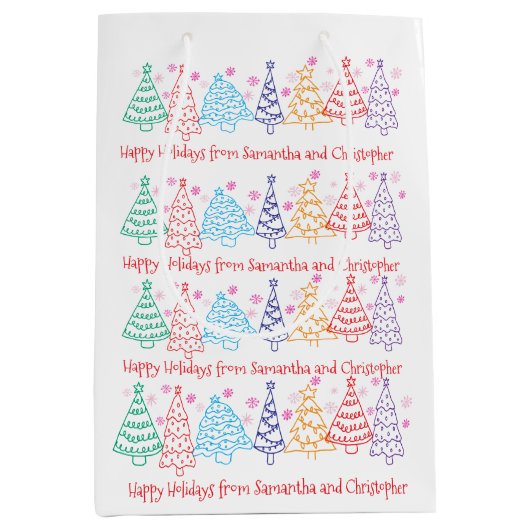 Kerst Doodle Modern Minimaal Pret Feestelijk Medium Cadeauzakje (Voorkant)