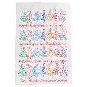 Kerst Doodle Modern Minimaal Pret Feestelijk Medium Cadeauzakje (Achterkant)