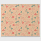 Kerst Doodle Patroon | Sneeuwmannen, Bomen & Snoep Cadeaupapier (Vlak)