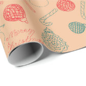 Kerst Doodle Patroon | Sneeuwmannen, Bomen & Snoep Cadeaupapier (Rol Hoek)