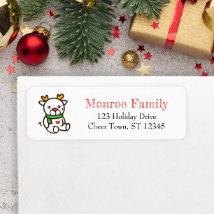 Kerst Doodle, Rendier knuffel Etiket