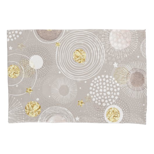 Kerst doodles: gouden folie achtergrond. kussensloop (Voorkant)