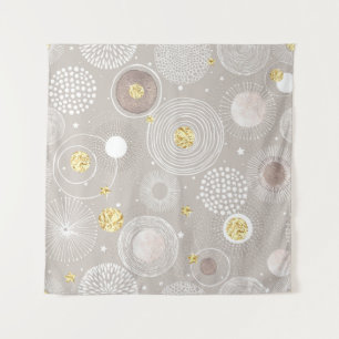 Kerst doodles: gouden folie achtergrond. wandkleed
