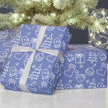 Kerst doodles Grijs Sapphire Blauw Paarse Cadeaupapier<br><div class="desc">Een super leuke kerstdoodle inpakpapier in verschillende kleuren om het giswerk uit openingsgeschenken te halen. Wijs elk kind een eigen kleur toe om tijd te besparen bij het toevoegen van labels. Bekijk de rest van de winkel van EmmyINK voor andere kleuren,  het coördineren van cadeauverpakking,  vakantiekaarten,  geschenken en meer!</div>