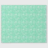 Kerst doodles Mint Zee Glas Groen Cadeau Cadeaupapier (Vlak)